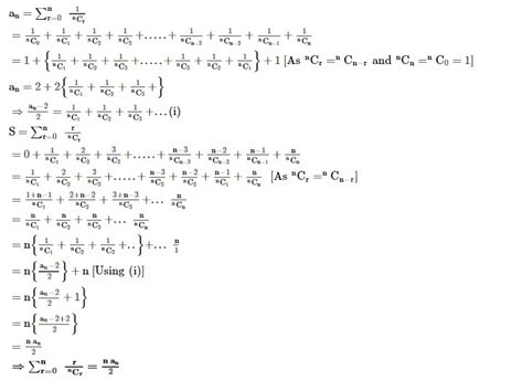 If an = Σ1/nCr , then Σr/nCr equals where summation is from r=0 to r=n ...