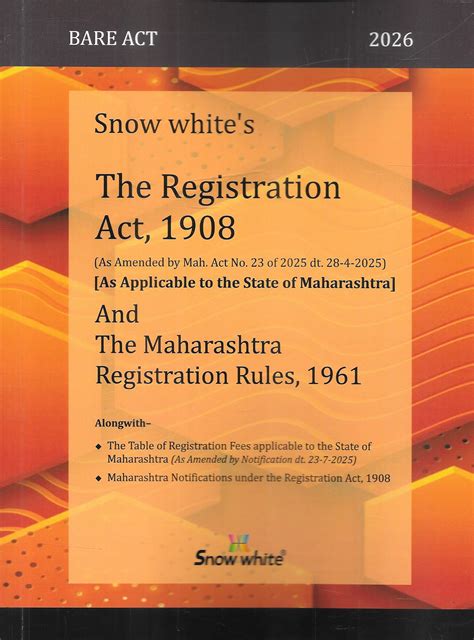 Registration Act 1908 Maharashtra with Registration Rules 1961 – M&J ...