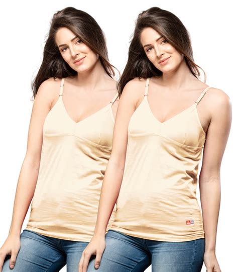 NRG Womens Cotton Assorted Colour Bra Slips ( Pack of 2 Skin - Skin ...