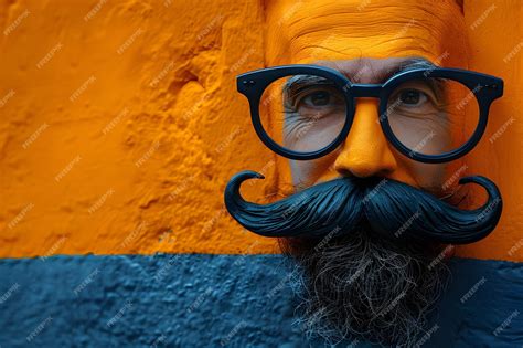 Premium Photo | Man Wearing Fake Mustache and Glasses