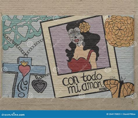 Unsigned Dia De Los Muertos Mural in an Alley by the Building of Living ...