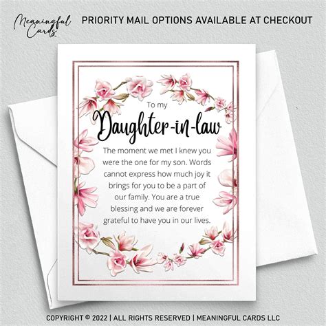 Daughter-in-law Birthday Card Daughter in Law Thoughtful Birthday Card ...