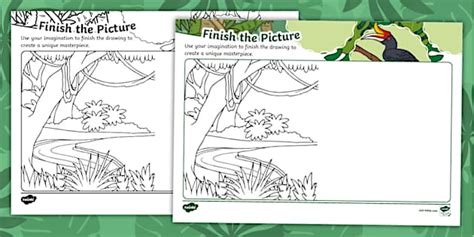 Finish the Rainforest Picture Worksheet (teacher made)