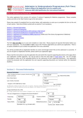 NTU Undergraduate Application Form - Blank Fillable Template | Fill Out ...