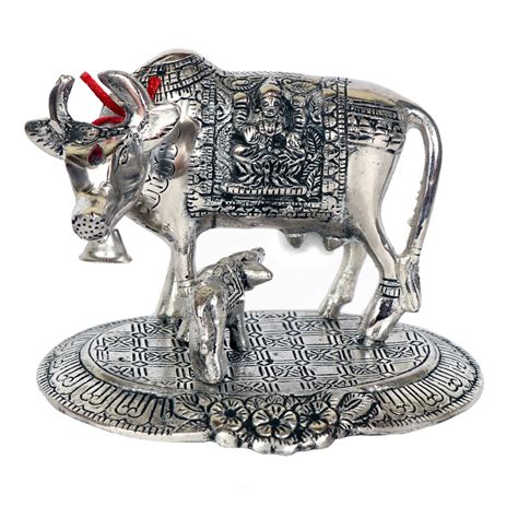 Buy Durga Puja Kamdhenu Cow And Calf Pooja Mandir Idol - It is a Best ...