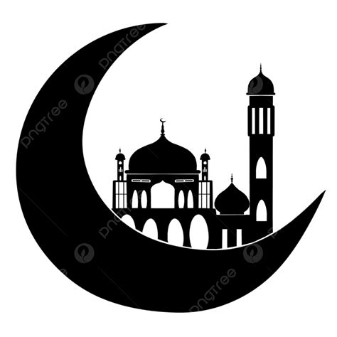 Mosque Silhouette Islamic Architecture, Mosque, Islamic, Moon PNG ...