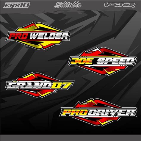 Automotive sticker pack with racing style effect editable vector ...