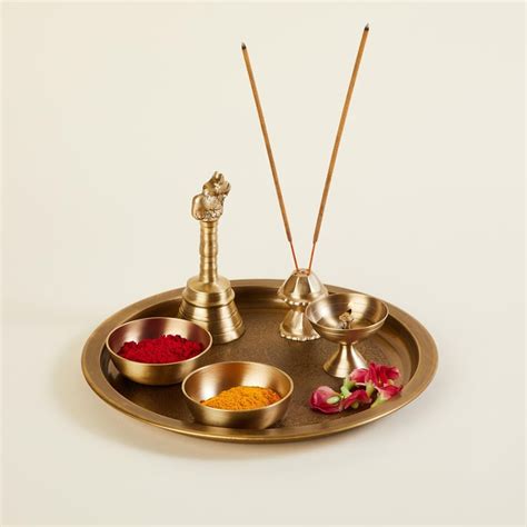 Buy Vrindawan 6Pcs Brass Pooja Thali Set from Home Centre at just INR ...