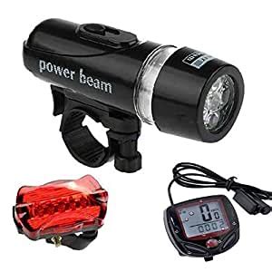 Buy Generic 002 LED Headlight Rear Light and Speedometer Bicycle Combo ...