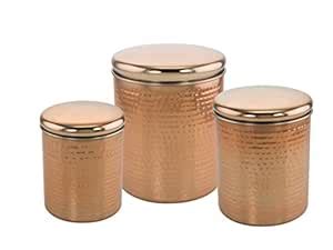 HAMMERED COPPER CANISTER SET OF 3 (MCP 042A) : Amazon.in: Home & Kitchen