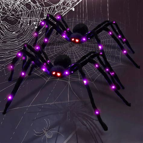 Amazon.com: 2 Pack Halloween Giant Spider Decorations,Scary 5FT Light ...