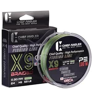 Chief Angler Saltwater and Freshwater PE Braided Fishing Line Strand 9X ...