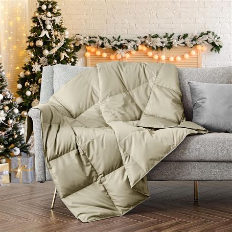 Amazon.com: puredown® Soft Feather Down Throw Blanket Lightweight ...