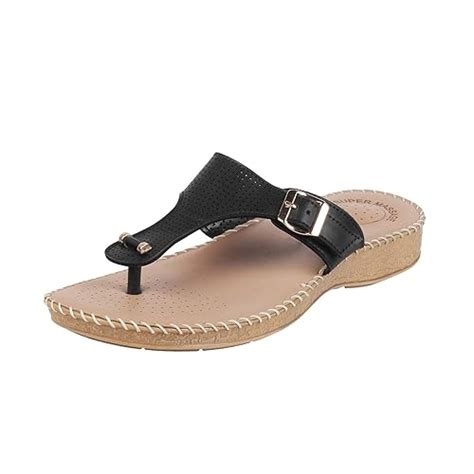 Buy Walkway Women Black Leather Sandals (44-99973-11-38) Size (5 UK ...