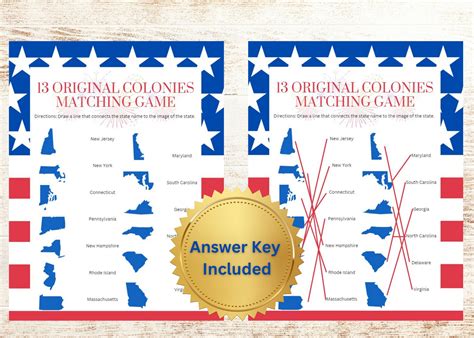 13 Original Colonies Matching Game - Etsy
