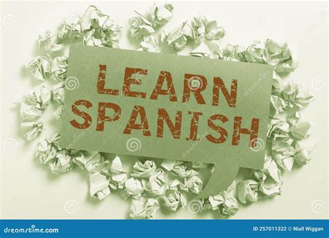 Sign Displaying Learn Spanish. Concept Meaning Translation Language in ...