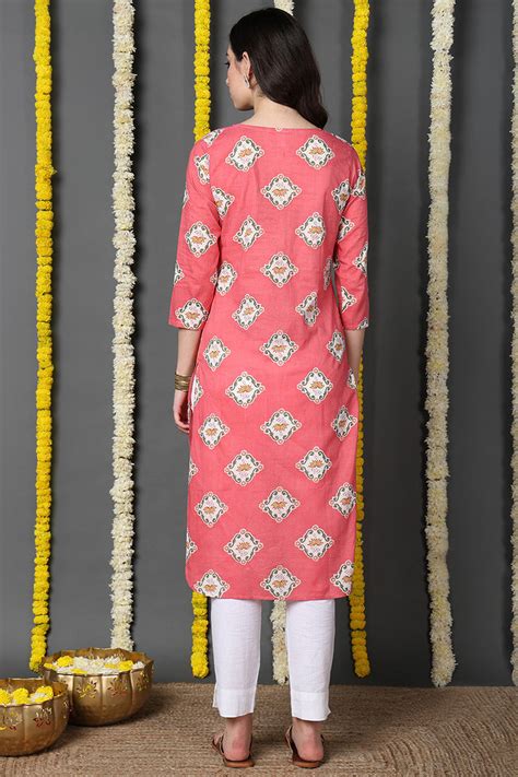 Regular Wear Cotton Fabric Printed Pink Color Simple Kurti VCK1172 – Ahika