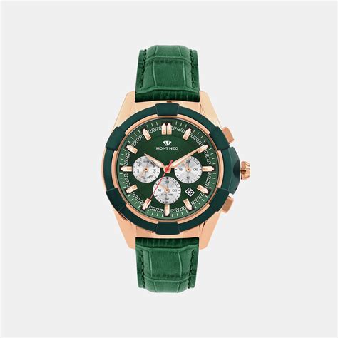 Mont Neo Men Green Leather Watch 3512M-L31014 – Just In Time