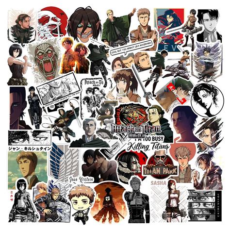CodersParadise - Pack of 50 Attack Anime Aesthetic Vinyl Self-Adhesive ...