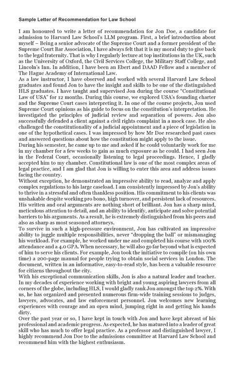 40 Law School Letter of Recommendation Samples [BEST Only]
