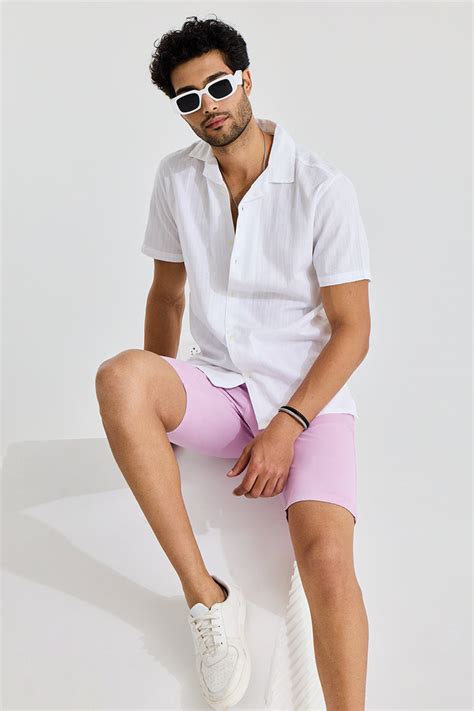 Buy Men's Parallel Wave Design White Shirt Online | SNITCH