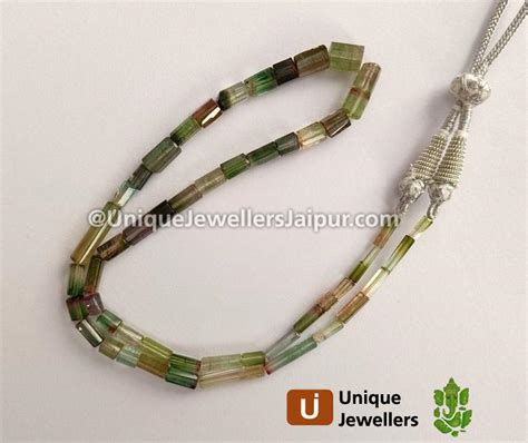 Bi Color Tourmaline Step Cut Pipe Beads