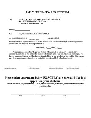 Early Graduation Request Letter Template - Fill and Sign Printable ...