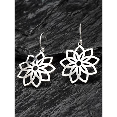 Buy Karatcart Kunuz 925 Sterling Silver Floral Shape Dangler Earrings ...