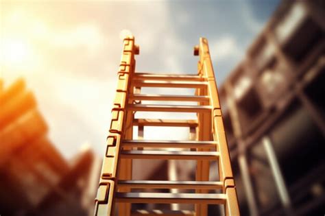 Closeup of a wooden ladder in front of a building perfect for ...
