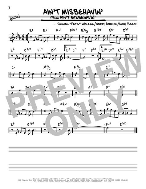 Ain't Misbehavin' by Thomas "Fats" Waller Sheet Music for Real Book ...
