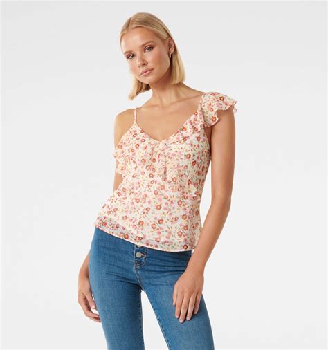 Buy Jamieson Ditsy Natalya Asymmetric Ruffle Cami Top - Forever New