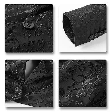 Men's Shawl Collar Jacquard Suit Set - Floral Dinner Jacket & Pants ...