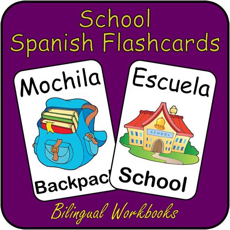 SCHOOL - Spanish Flash Cards - Vocabulary Study flashcards with English ...