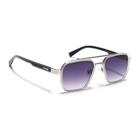Wayfarer Sunglasses for Men & Women (Purple & Clear Lens | Silver & Gr