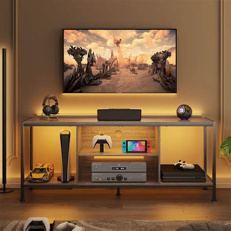 Gizoon TV Console Table for TV up to 65 Inch with Storage Shelves ...