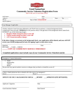 Mandatory Community Service Application Doc Template | pdfFiller