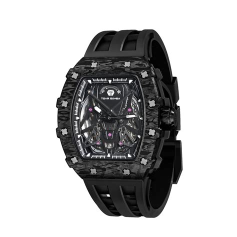 Buy TSAR BOMBA Men's Mechanical Watch Luxury Skeleton Analogue Watches ...