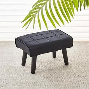 CraftLense Ottoman with Wood Legs and Rectangular Footstool, Velvet ...