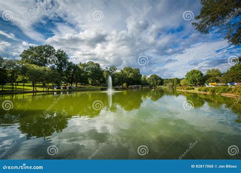 Fountain in the Lake at Freedom Park, in Charlotte, North Carolina ...