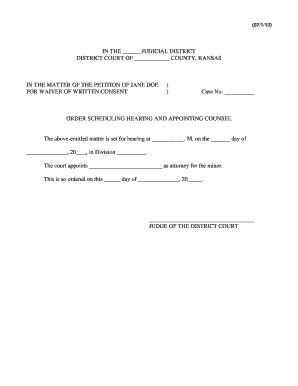 2012-2026 Form KS Order Scheduling Hearing and Appointing Counsel ...