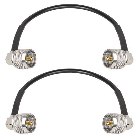 Amazon.com: MOOKEERF CB Coax Cable - 2PCS 1FT RG58 PL-259 UHF Male to Male Right Angle Coaxial ...