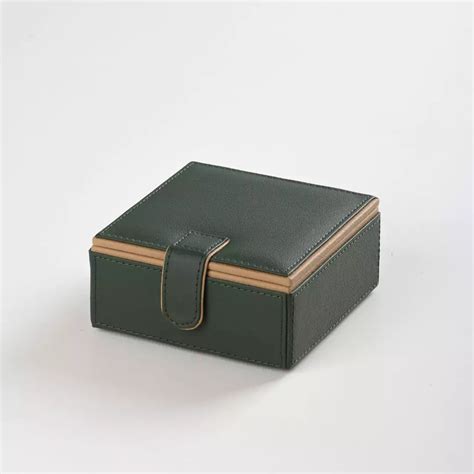 Green Faux Leather Small Storage Box with Magnetic Lock – casabotanical