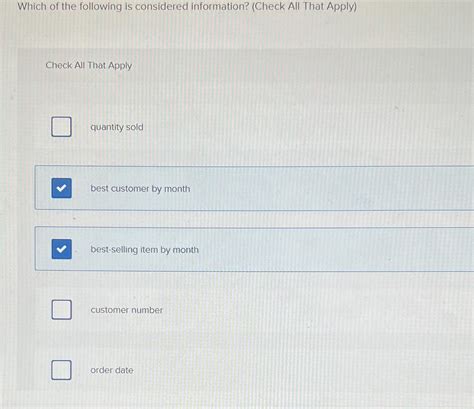Solved Which of the following is considered information? | Chegg.com