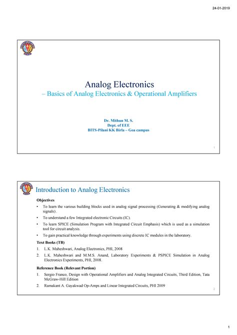 basic problems and solutions - Analog Electronics Tutorial- Prof ...