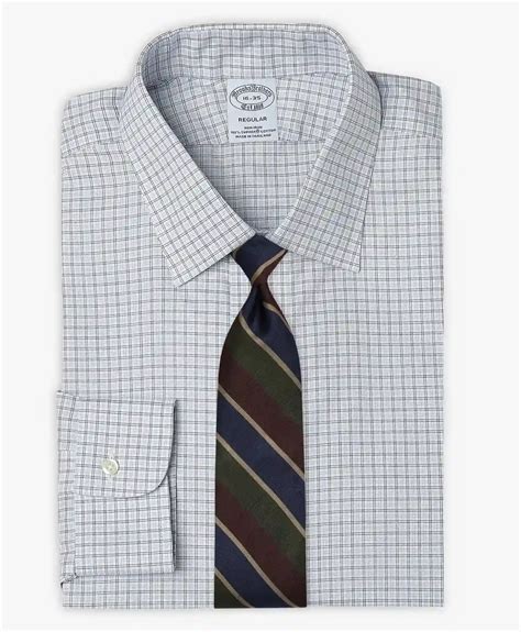 Luxury Non-Iron Twill 140 Windowpane Regular Fit Dress Shirt