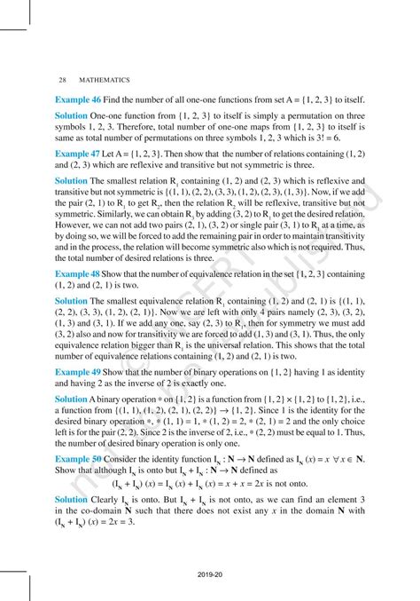 Relations And Functions - NCERT Book of Class 12 Mathematics Part I