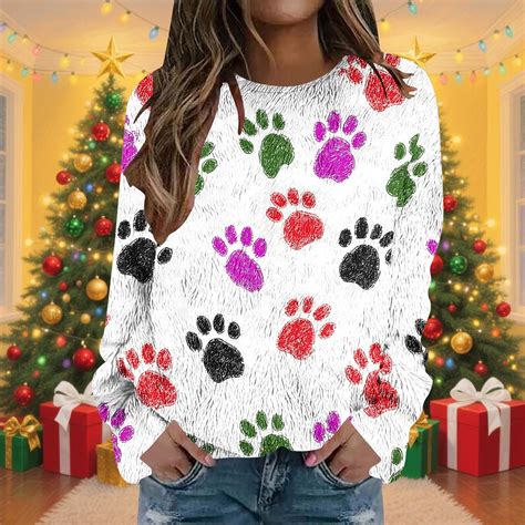 Craaazy Warm Plush Winter Pullover Women's Fashionable Printed Round ...