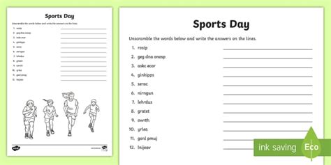 Sports Day Word Unscramble (teacher made) - Twinkl