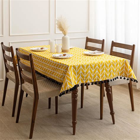 Buy HOMEMONDE Cotton Table Cloth for 4 seater Dining Table ...