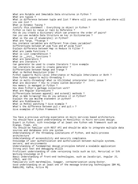 Image result for Python Interview Questions PDF